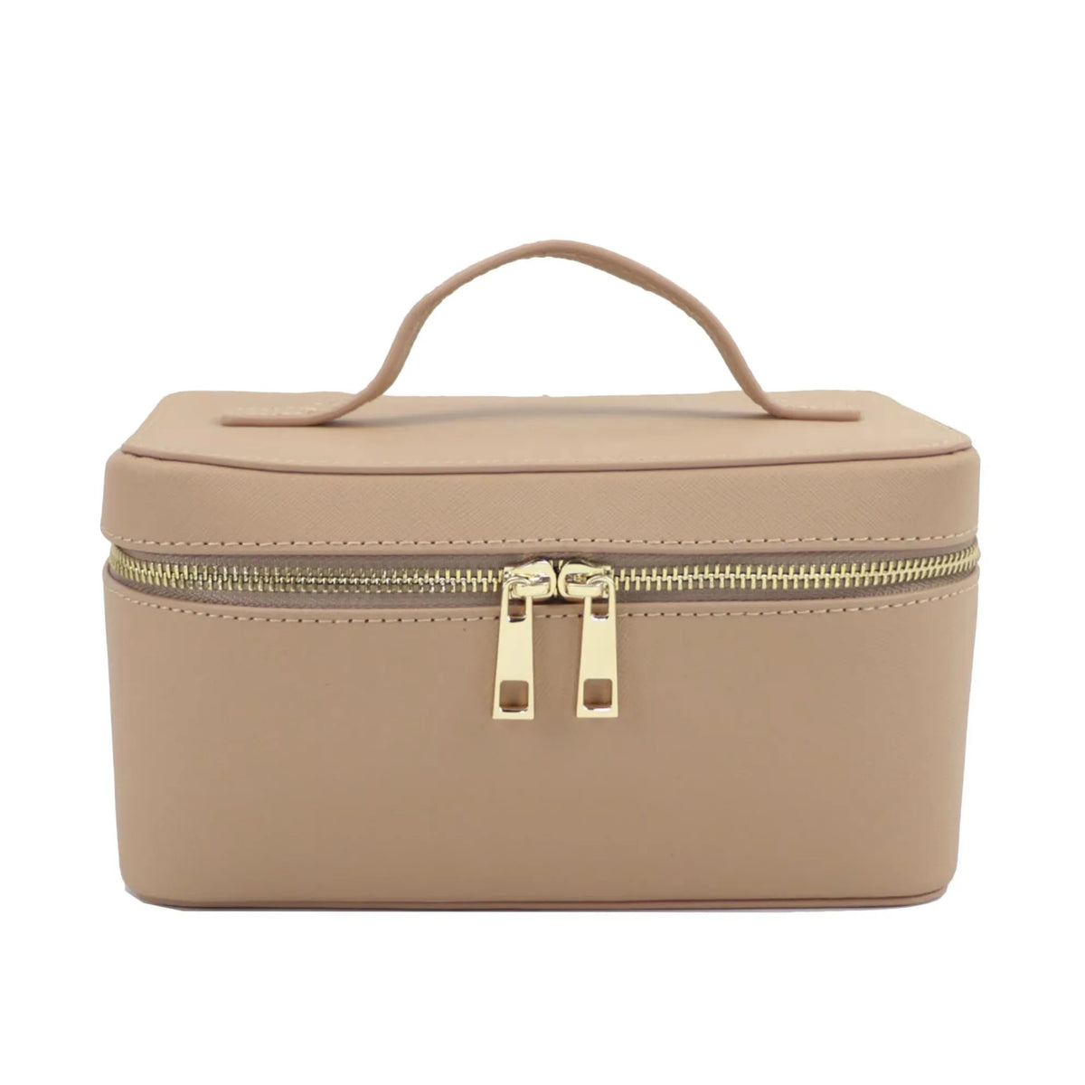 Bellavie Personalised Travel Cosmetic Case – Women’s Saffiano-Style Split Leather Makeup Bag | Custom Name Toiletry Organiser | Zipped Beauty Storage Case