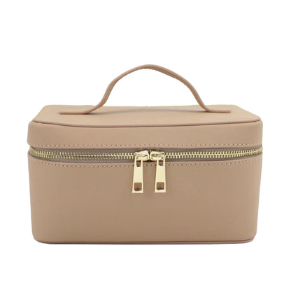 Bellavie Personalised Travel Cosmetic Case – Women’s Saffiano-Style Split Leather Makeup Bag | Custom Name Toiletry Organiser | Zipped Beauty Storage Case