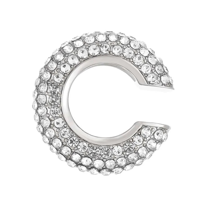 Celestine Crystal C-Shaped Ear Cuff – Women’s No-Piercing Clip Earring | Gold-Colour Geometric Design | Trendy Cartilage Jewellery