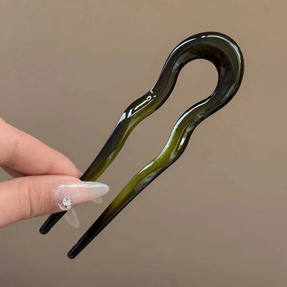 Tessara Tortoiseshell U-Shaped Hair Fork – Women’s Geometric Hair Pin | Classic Bun & French Twist Hair Stick | Elegant Updo Hair Accessory