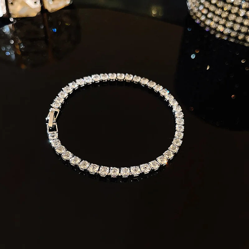Virelle Colour Zircon Tennis Bracelet – Gold-Tone Cubic Zirconia Chain | Prong-Set Statement Jewellery | Women’s Sparkling Bracelet