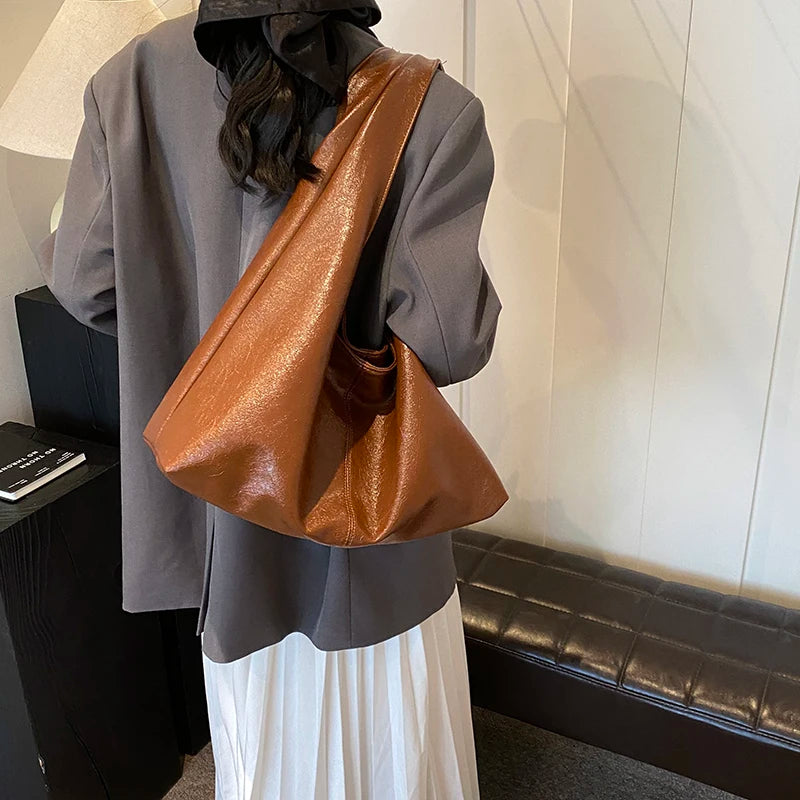 ElvaraHobo Shoulder Bag – Large PU Leather Underarm Handbag | Soft Baguette Purse | Everyday Women’s Bag