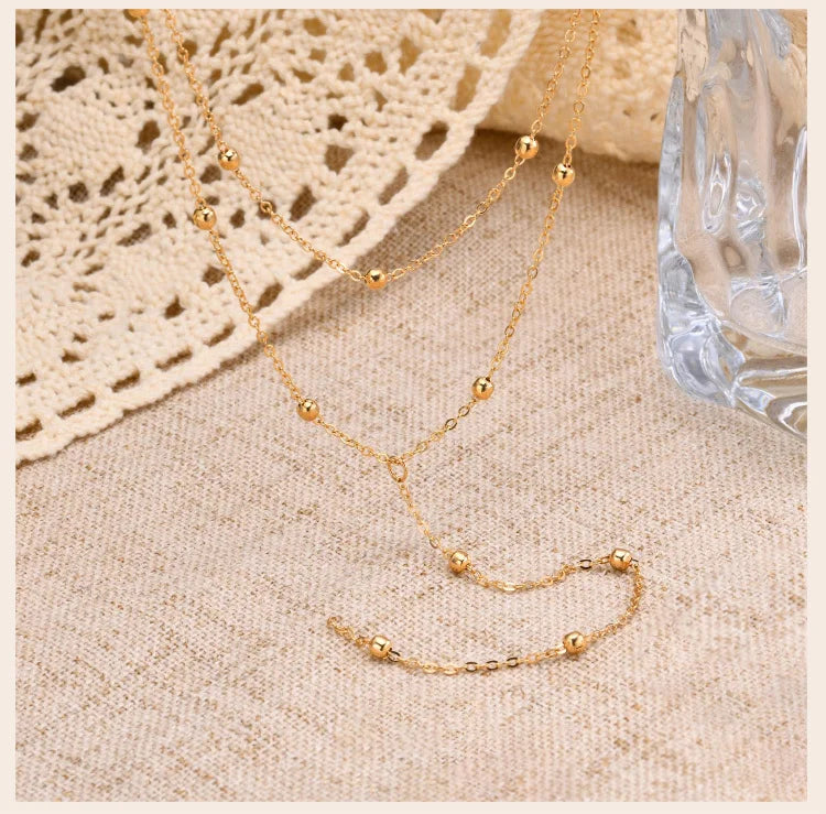 Aurelia Y-Drop Lariat Necklace – Gold-Plated Stainless Steel Necklace | Cubic Zirconia Drop Pendant | Dainty Layered Jewellery for Women