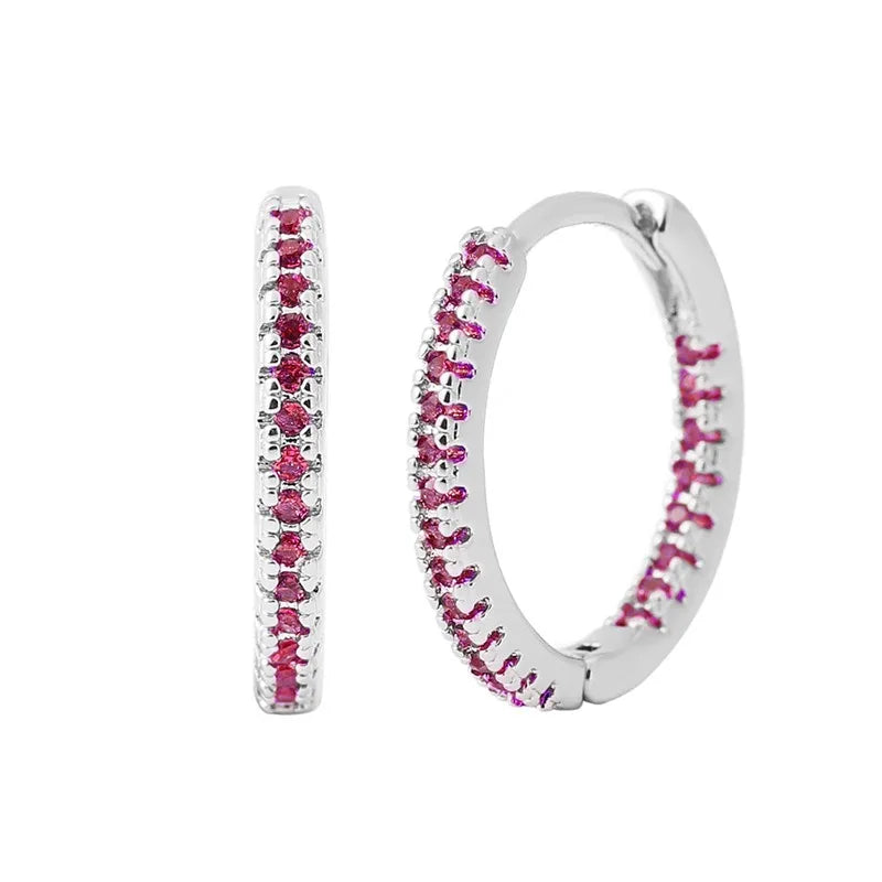 LioraLuxe Colour Zircon Hoop Earrings – Gold-Tone Women’s Earrings | Random Colour Cubic Zirconia | Luxury-Inspired Statement Jewellery