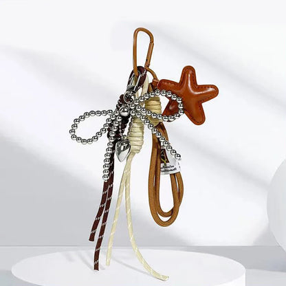 LumiBow Bow & Star Bag Charm – Nylon Keychain Pendant | Lightweight Backpack Decoration | Cute Handbag Accessory