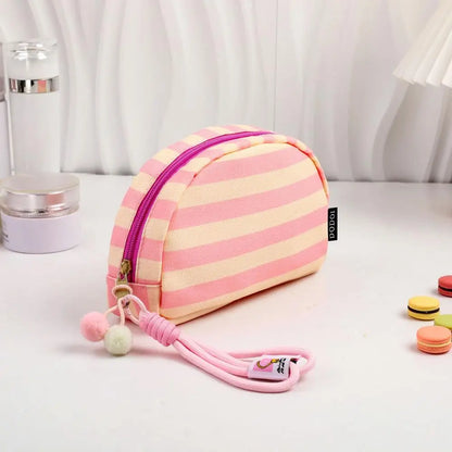 Solena Striped Woven Clutch Bag – Women’s Crochet-Style Beach Handbag | Soft Knitted Dumpling Purse | Casual Summer Clutch