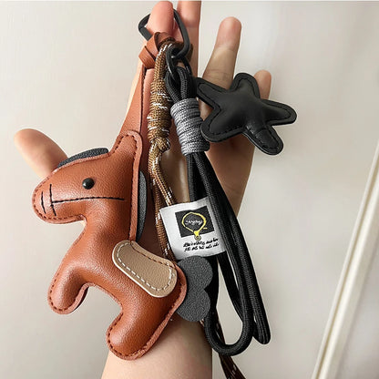 Equelle Pony Leather Bag Charm – Horse Keychain & Handbag Pendant | Personalised-Style Backpack Ornament | Women’s Purse Accessory