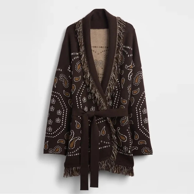 Bellavere Patterned Knit Cardigan – Women’s Printed Layer | Wrap & Cropped Designs | Autumn Winter Knitwear