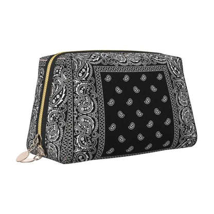 Sienna Paisley Travel Cosmetic Bag – Red & Black Printed Makeup Pouch | Women’s Zipped Toiletry Organiser | Portable Beauty Storage Bag