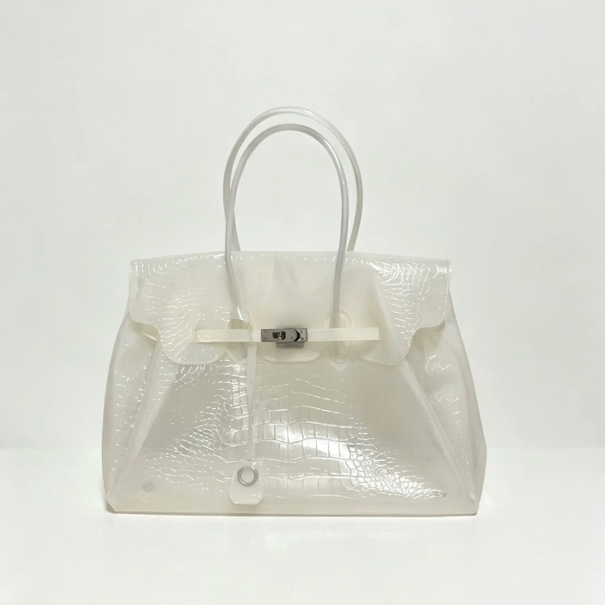 Crocelle Crocodile-Effect Jelly Tote Bag – Women’s Transparent PVC Shoulder Handbag | Candy Colour Large Tote | Chic Underarm Bag