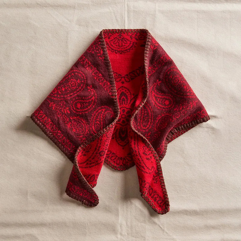 Aveline Jacquard-Style Triangle Scarf – Printed Knitted-Look Tassel Bandana | Women’s Vintage-Inspired Neck Wrap | Spring & Autumn Fashion Accessory