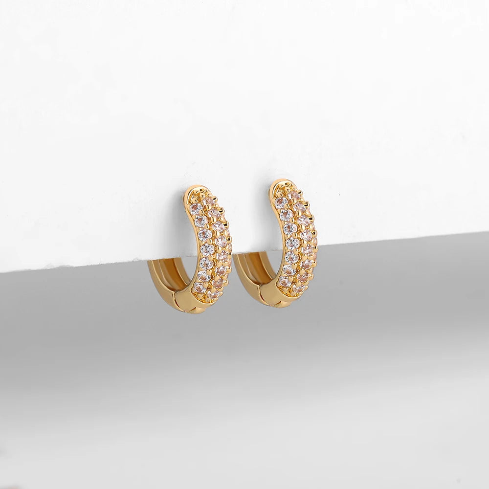 ElaraHug CZ Huggie Hoop Earrings – Gold-Plated Thin Ear Hoops | Sparkling Cubic Zirconia | Minimalist Cartilage Jewellery