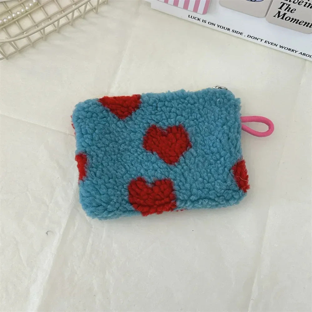 Amorette Heart Print Mini Cosmetic Pouch – Women’s Small Lipstick & Makeup Bag | Plush Zip Travel Organiser | Cosmetic, Card & Everyday Storage Purse