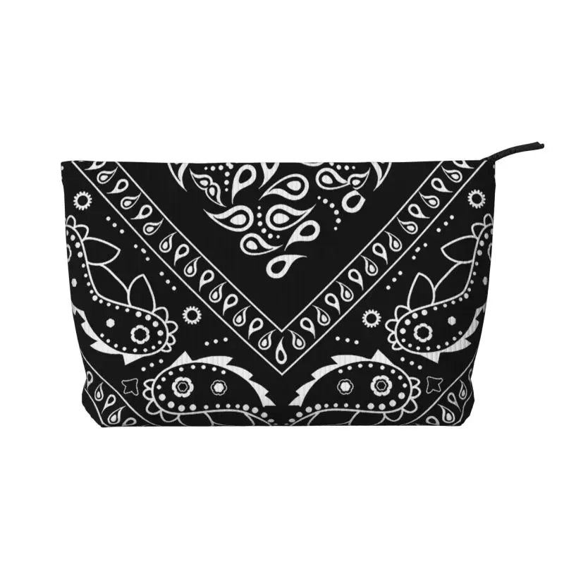 Rosavie Red Paisley Corduroy Makeup Bag – Women’s Bandana Print Cosmetic Pouch | Zip Travel Toiletry Organiser | Casual Beauty Storage Bag