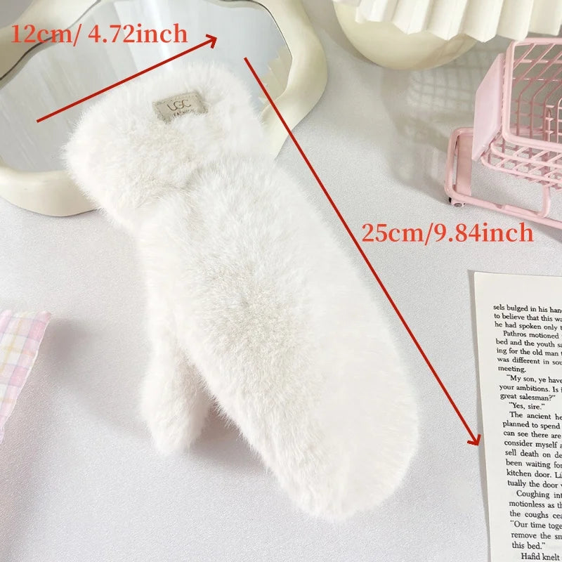 Velmira Faux Fur Winter Gloves – Women's Soft Plush Full-Finger Gloves | Thick Warm Wrist-Length Design | Elegant Cold Weather Accessories