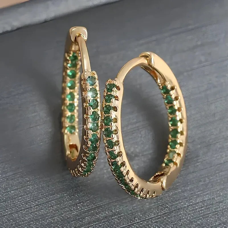 LioraLuxe Colour Zircon Hoop Earrings – Gold-Tone Women’s Earrings | Random Colour Cubic Zirconia | Luxury-Inspired Statement Jewellery