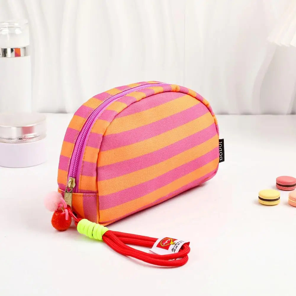 Solena Striped Woven Clutch Bag – Women’s Crochet-Style Beach Handbag | Soft Knitted Dumpling Purse | Casual Summer Clutch