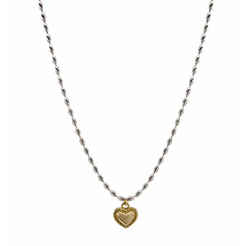 AmouraBead Geometric Heart Pendant Necklace – Vintage Beaded Choker | Minimalist Heart Jewellery | Women’s Statement Necklace