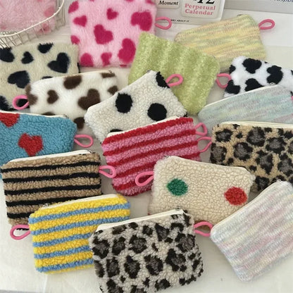 Amorette Heart Print Mini Cosmetic Pouch – Women’s Small Lipstick & Makeup Bag | Plush Zip Travel Organiser | Cosmetic, Card & Everyday Storage Purse