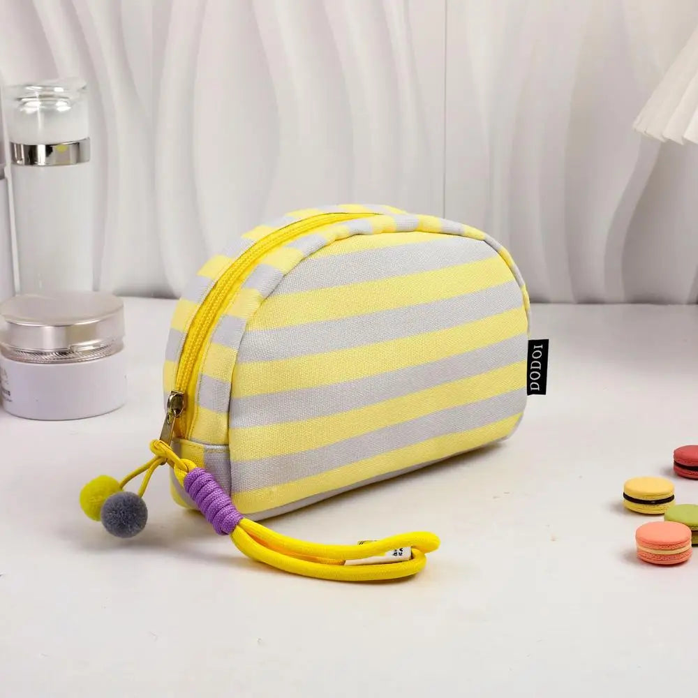 Solena Striped Woven Clutch Bag – Women’s Crochet-Style Beach Handbag | Soft Knitted Dumpling Purse | Casual Summer Clutch