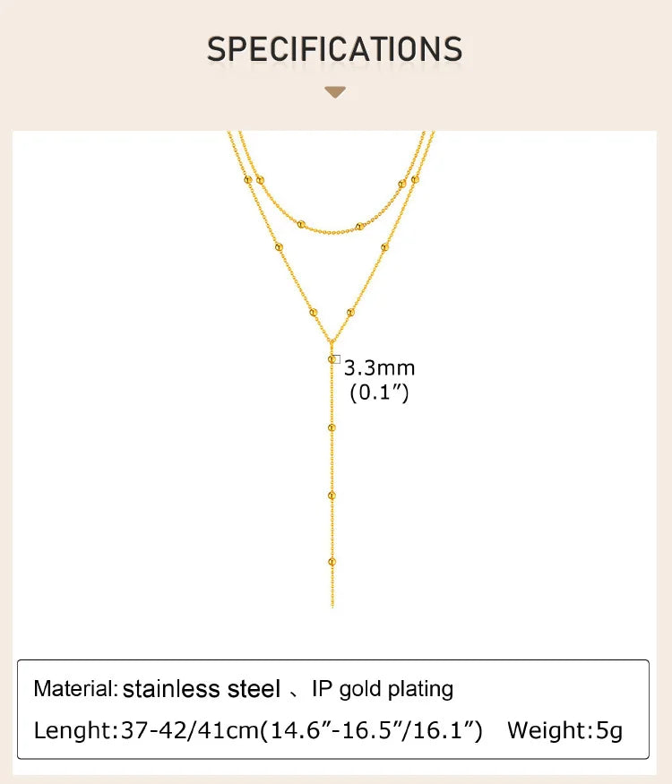 Aurelia Y-Drop Lariat Necklace – Gold-Plated Stainless Steel Necklace | Cubic Zirconia Drop Pendant | Dainty Layered Jewellery for Women
