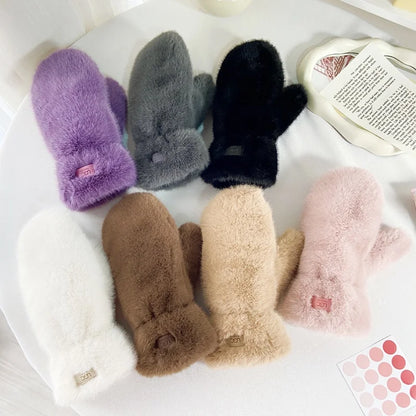 Velmira Faux Fur Winter Gloves – Women's Soft Plush Full-Finger Gloves | Thick Warm Wrist-Length Design | Elegant Cold Weather Accessories