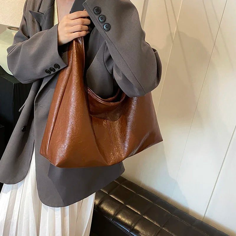ElvaraHobo Shoulder Bag – Large PU Leather Underarm Handbag | Soft Baguette Purse | Everyday Women’s Bag