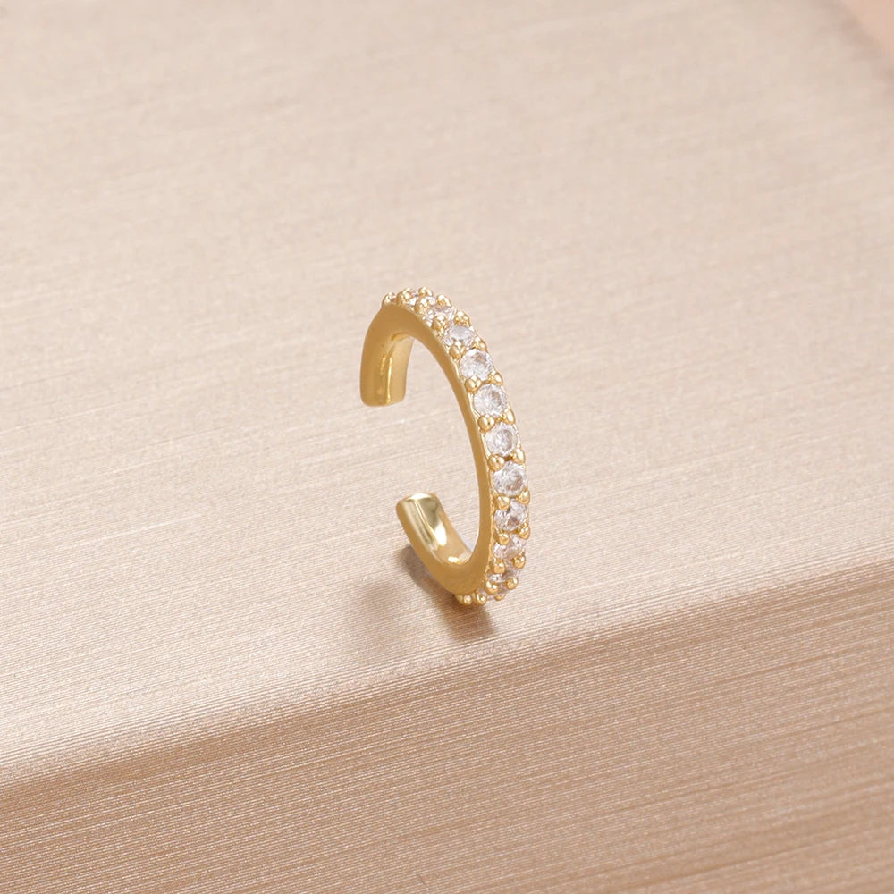 Orlienne Cubic Zirconia Ear Cuff – Women’s Non-Piercing Stainless Steel Ear Clip | 14K Gold-Plated Finish | Cartilage-Style Jewellery