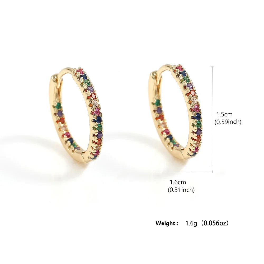 LioraLuxe Colour Zircon Hoop Earrings – Gold-Tone Women’s Earrings | Random Colour Cubic Zirconia | Luxury-Inspired Statement Jewellery