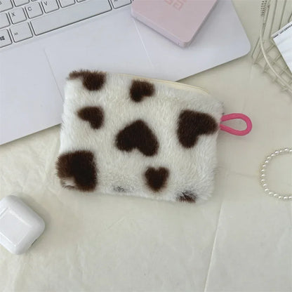 Amorette Heart Print Mini Cosmetic Pouch – Women’s Small Lipstick & Makeup Bag | Plush Zip Travel Organiser | Cosmetic, Card & Everyday Storage Purse