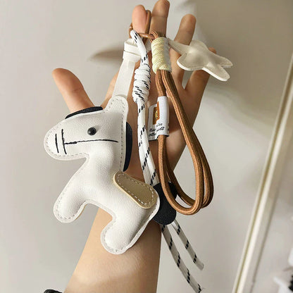 Equelle Pony Leather Bag Charm – Horse Keychain & Handbag Pendant | Personalised-Style Backpack Ornament | Women’s Purse Accessory