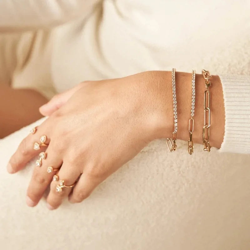 Virelle Colour Zircon Tennis Bracelet – Gold-Tone Cubic Zirconia Chain | Prong-Set Statement Jewellery | Women’s Sparkling Bracelet