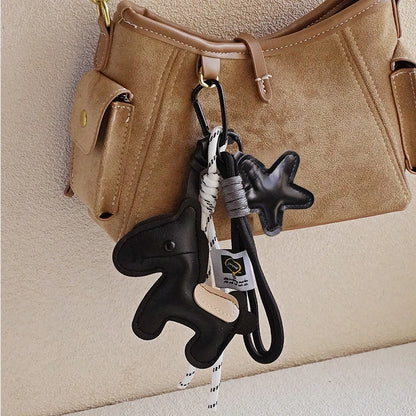 Equelle Pony Leather Bag Charm – Horse Keychain & Handbag Pendant | Personalised-Style Backpack Ornament | Women’s Purse Accessory
