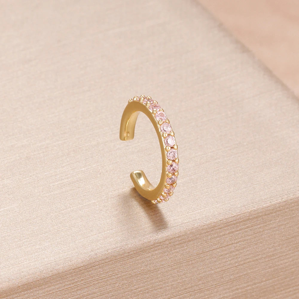 Orlienne Cubic Zirconia Ear Cuff – Women’s Non-Piercing Stainless Steel Ear Clip | 14K Gold-Plated Finish | Cartilage-Style Jewellery