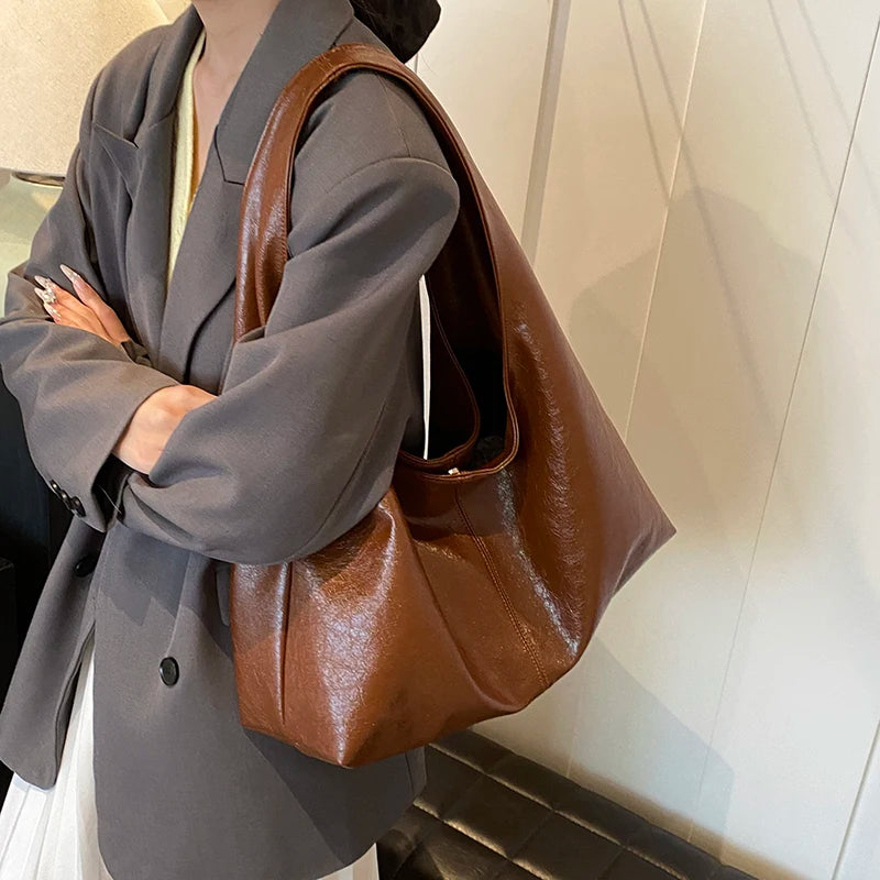 ElvaraHobo Shoulder Bag – Large PU Leather Underarm Handbag | Soft Baguette Purse | Everyday Women’s Bag