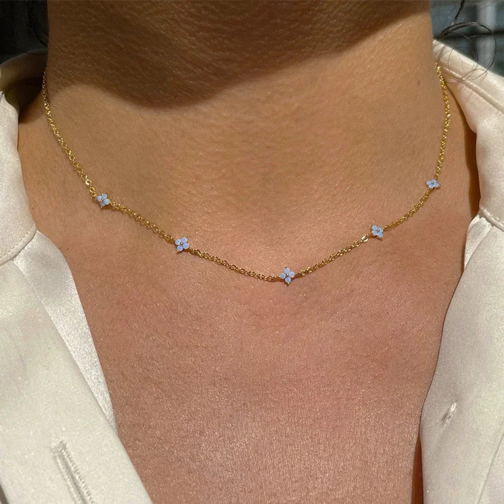 Aurelle Clover Zircon Necklace – 18K Gold-Plated Stainless Steel Chain | Four-Leaf Clover Jewellery | Elegant Women’s Gift