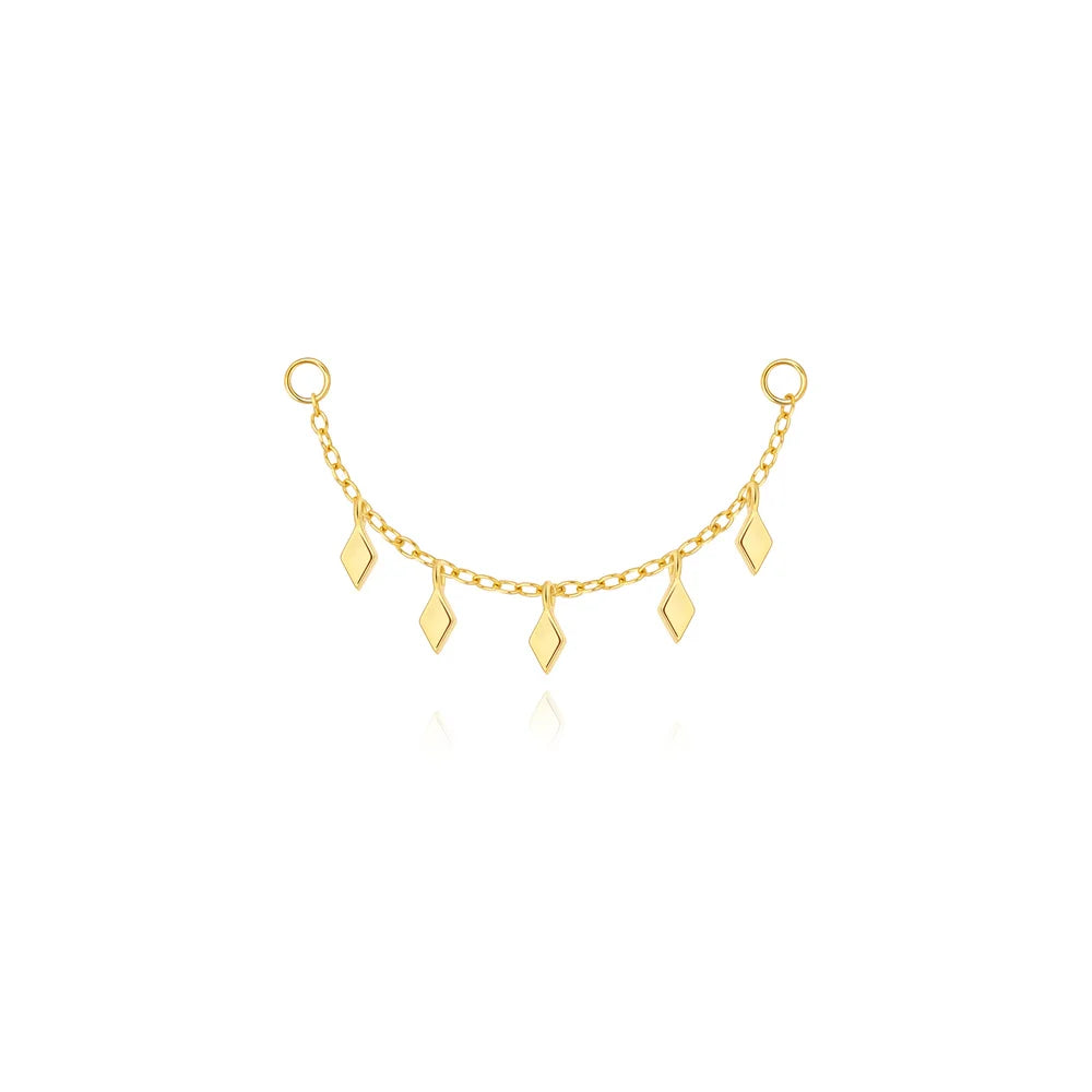 Elarisse 925 Sterling Silver Zircon Chain Stud – Women’s Flat-Back Piercing Earring | Kite Stone & Star Tassel Detail | Fine Jewellery