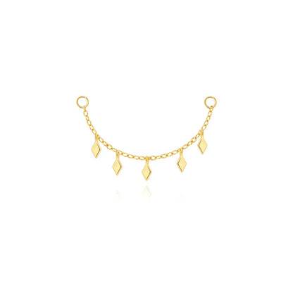 Elarisse 925 Sterling Silver Zircon Chain Stud – Women’s Flat-Back Piercing Earring | Kite Stone & Star Tassel Detail | Fine Jewellery