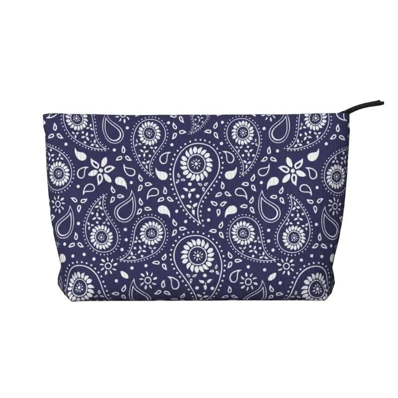 Rosavie Red Paisley Corduroy Makeup Bag – Women’s Bandana Print Cosmetic Pouch | Zip Travel Toiletry Organiser | Casual Beauty Storage Bag