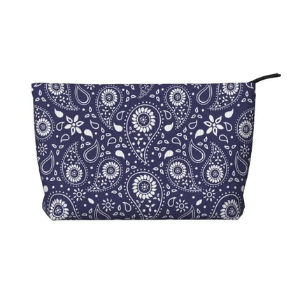 Rosavie Red Paisley Corduroy Makeup Bag – Women’s Bandana Print Cosmetic Pouch | Zip Travel Toiletry Organiser | Casual Beauty Storage Bag