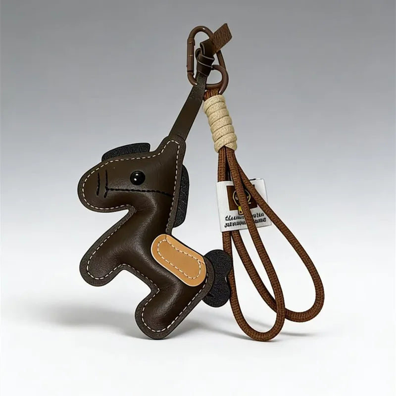 Equelle Pony Leather Bag Charm – Horse Keychain & Handbag Pendant | Personalised-Style Backpack Ornament | Women’s Purse Accessory