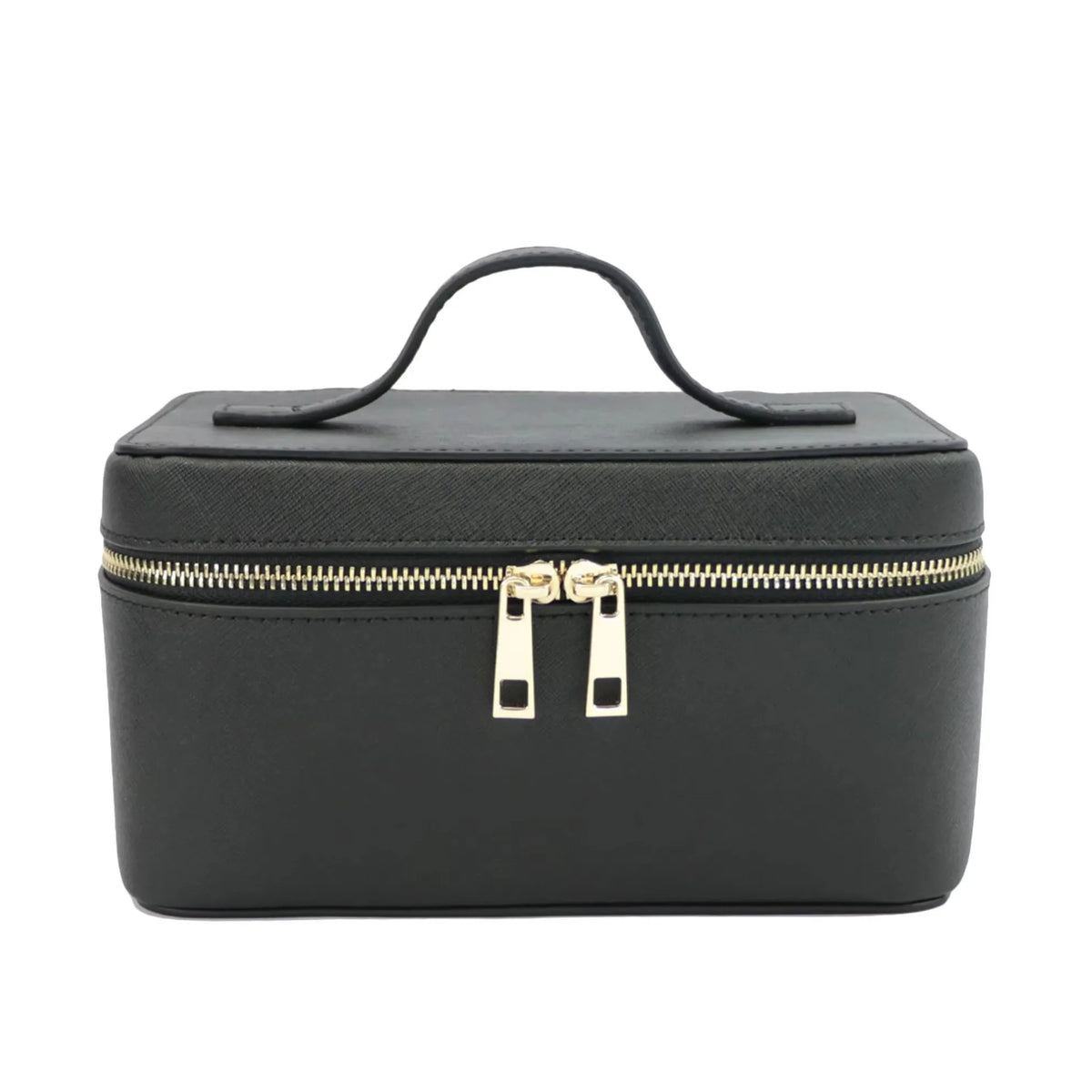 Bellavie Personalised Travel Cosmetic Case – Women’s Saffiano-Style Split Leather Makeup Bag | Custom Name Toiletry Organiser | Zipped Beauty Storage Case