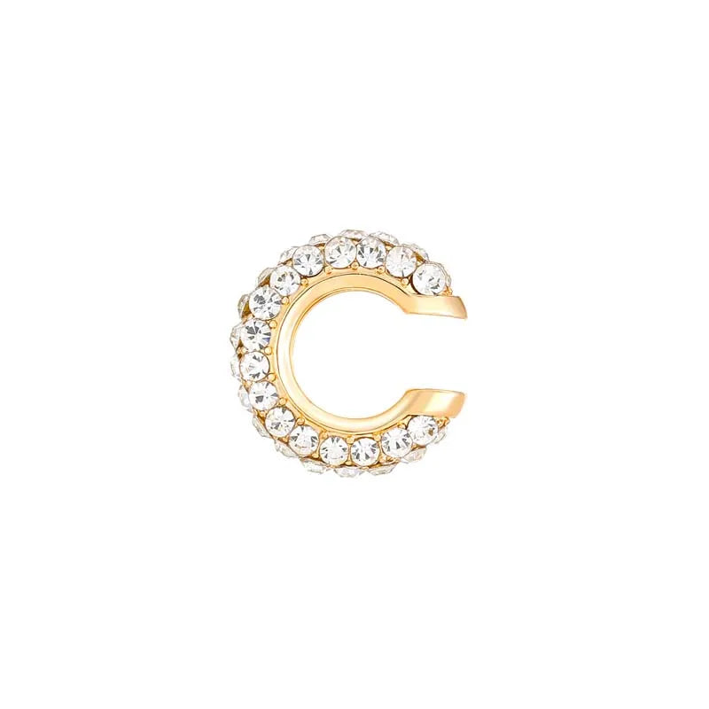 Celestine Crystal C-Shaped Ear Cuff – Women’s No-Piercing Clip Earring | Gold-Colour Geometric Design | Trendy Cartilage Jewellery