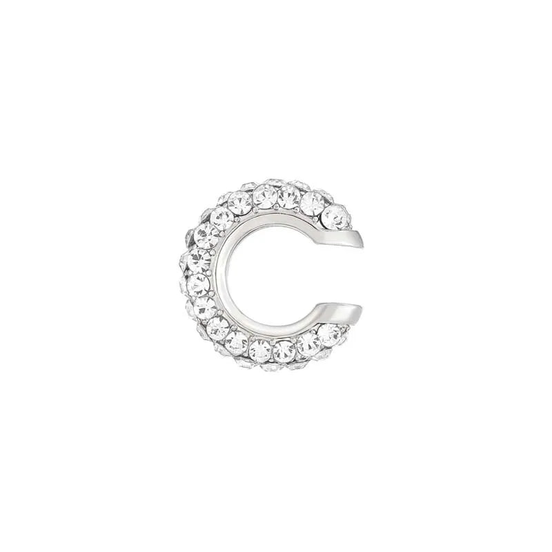 Celestine Crystal C-Shaped Ear Cuff – Women’s No-Piercing Clip Earring | Gold-Colour Geometric Design | Trendy Cartilage Jewellery