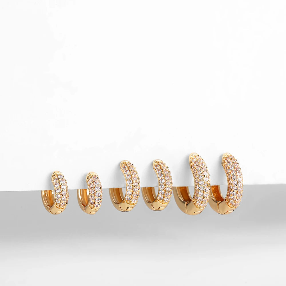 ElaraHug CZ Huggie Hoop Earrings – Gold-Plated Thin Ear Hoops | Sparkling Cubic Zirconia | Minimalist Cartilage Jewellery