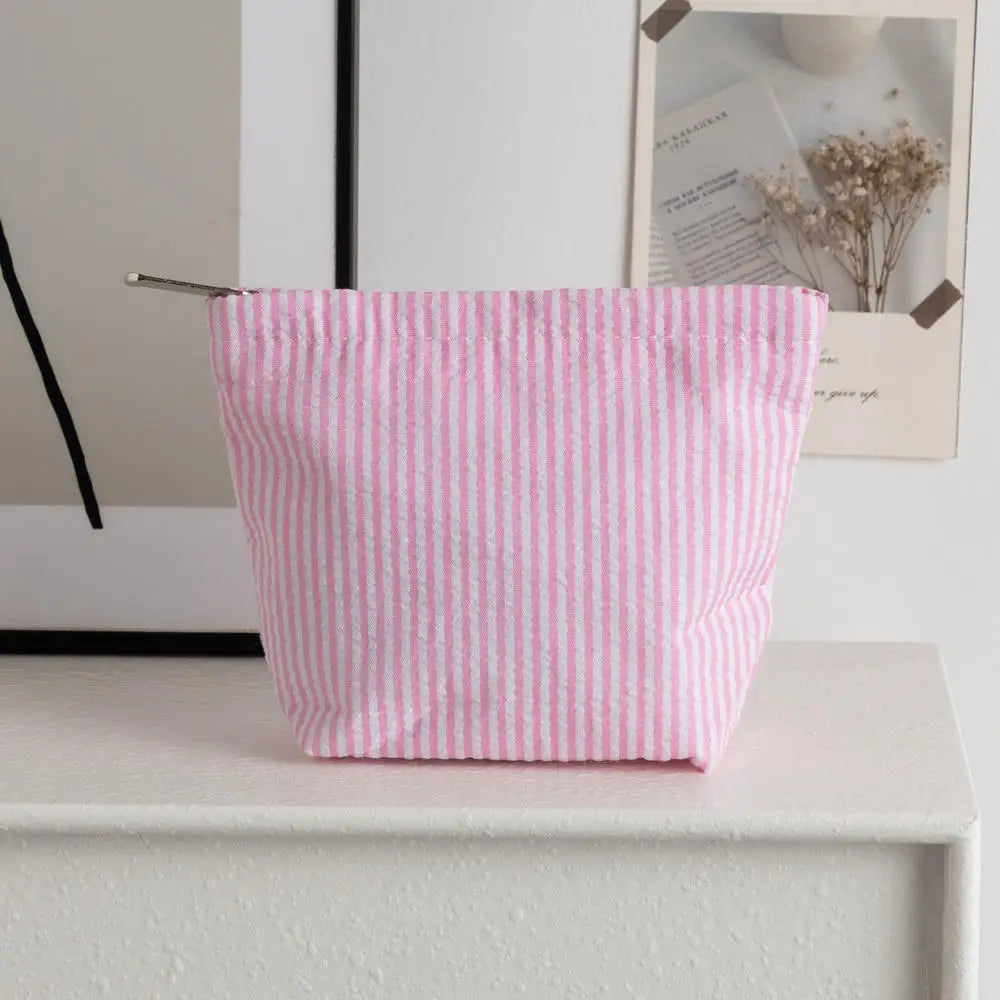 Solena Striped Woven Clutch Bag – Women’s Crochet-Style Beach Handbag | Soft Knitted Dumpling Purse | Casual Summer Clutch