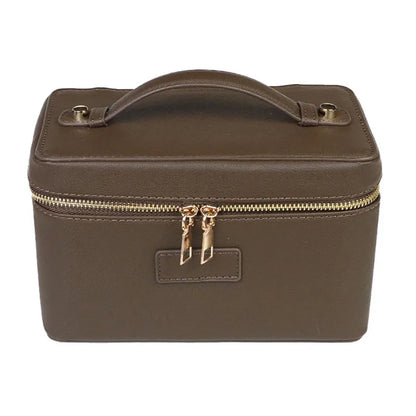 Bellavie Personalised Travel Cosmetic Case – Women’s Saffiano-Style Split Leather Makeup Bag | Custom Name Toiletry Organiser | Zipped Beauty Storage Case