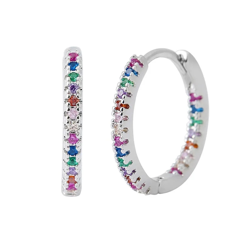 LioraLuxe Colour Zircon Hoop Earrings – Gold-Tone Women’s Earrings | Random Colour Cubic Zirconia | Luxury-Inspired Statement Jewellery