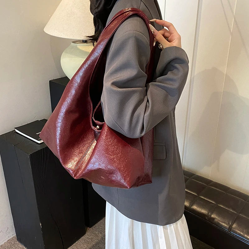 ElvaraHobo Shoulder Bag – Large PU Leather Underarm Handbag | Soft Baguette Purse | Everyday Women’s Bag