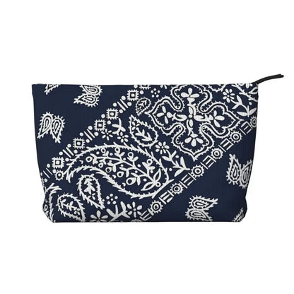 Rosavie Red Paisley Corduroy Makeup Bag – Women’s Bandana Print Cosmetic Pouch | Zip Travel Toiletry Organiser | Casual Beauty Storage Bag